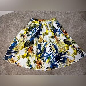 Women Skirt Small Pleats Full Floral Multi color Cotton Swing Skirt Tropical